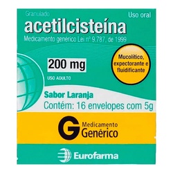 Acetilcisteina 200mg 16env 5g Euro