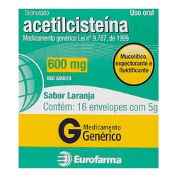 Acetilcisteina 600mg 16env 5g Euro